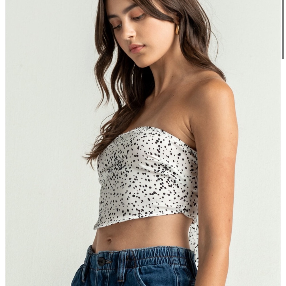 LE LIS Womens White & Black Bandana Top M